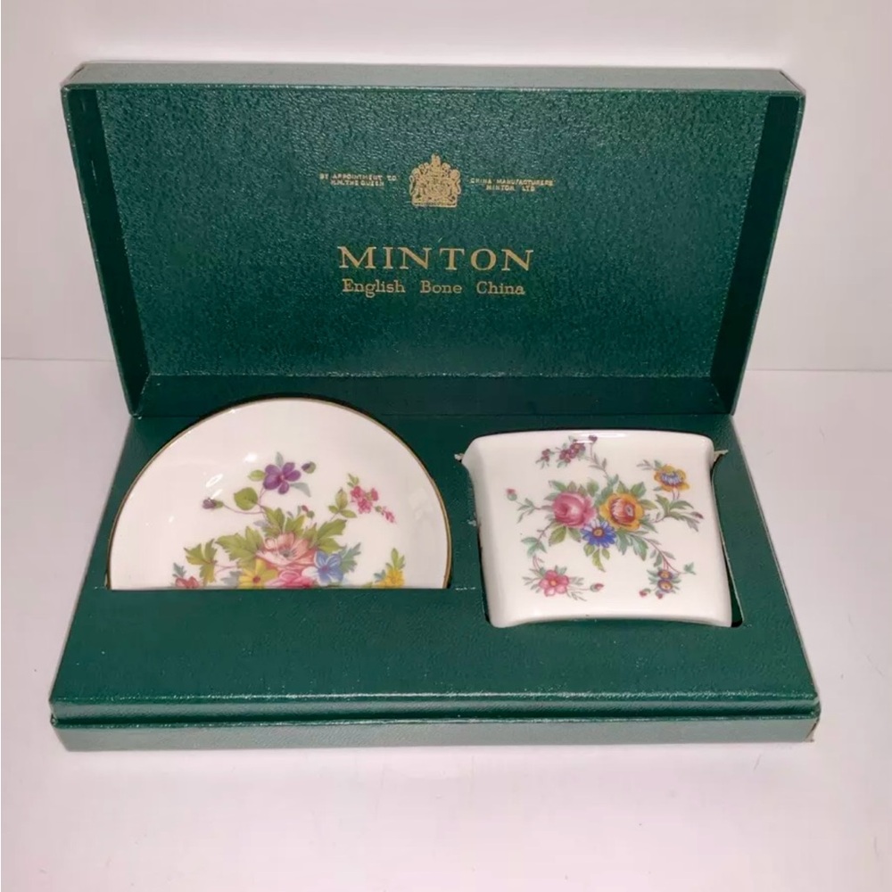 Vintage Minton Cigarette or Toothpick Holder & Trinket Pin Dish, Nice!